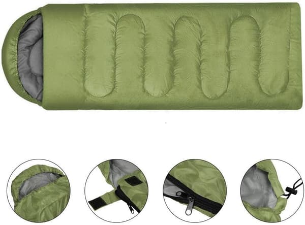 PC Sleeping Bag for Adults, Single Envelope Sleeping Bag for Adults for 3 Seasons, Lightweight Camping Hiking Green