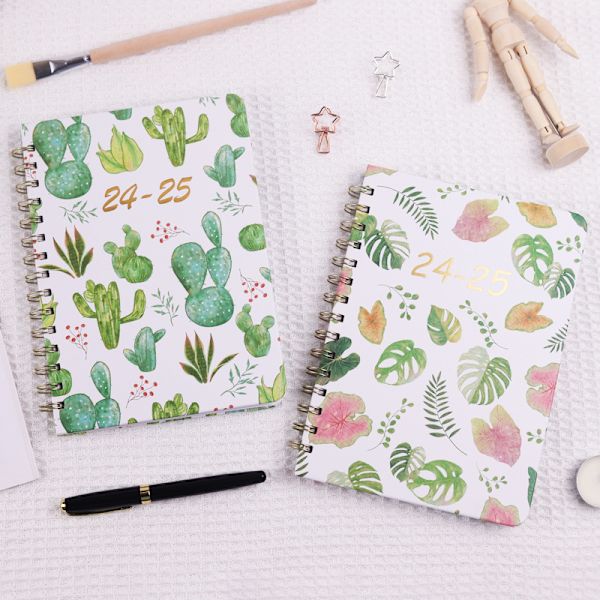 Planner Planner Engelsk Spiralbog Blomster Notesbog Ugentlig Dagbog A5 Notesbog January-December 25