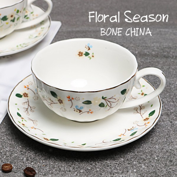 IC Blomster- og Bie Tekop og Underkop, Kaffe-Ben Mug 1 Sæt (1 Kop og 1 Tallerken)