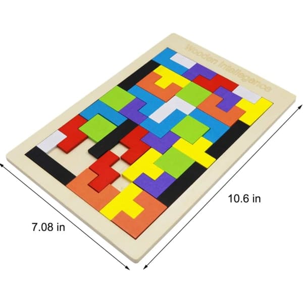 2-pack träpussel med ryska block + hexagonpussel för barn och vuxna, 3D-pusselspel