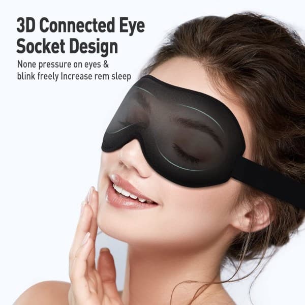 IC Søvnmaske for Kvinner og Menn, Umisleep 3D Øye Søvnmaske for Sidosøvere, Silke Blackout Øye Maske Deksel for Sovesal