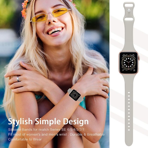 IC 4-pack ohut nauha, yhteensopiva Apple Watch rannekkeella 38mm-45mm, tunt smalt mjukt silikoniremminauha