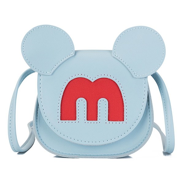 Museører Sløjfe Crossbody Taske, PU Materiale Enkelt Skuldertaske, Velegnet til Børn Piger Småbørn Blue 12*5*13cm