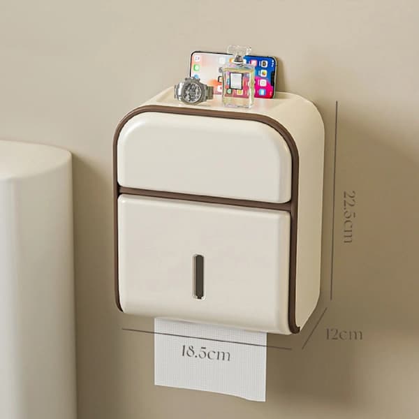 Multifunktionel toiletpapirholder uden boring, med skuffe, vandtæt, nem installation, til badeværelset