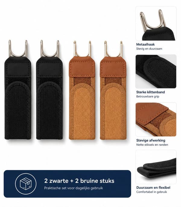 Elastisk bælte uden spænde, justerbart velcro-taljebånd med metalkroge, unisex komfortbælte, 4-pak, 2 sorte 2 brune