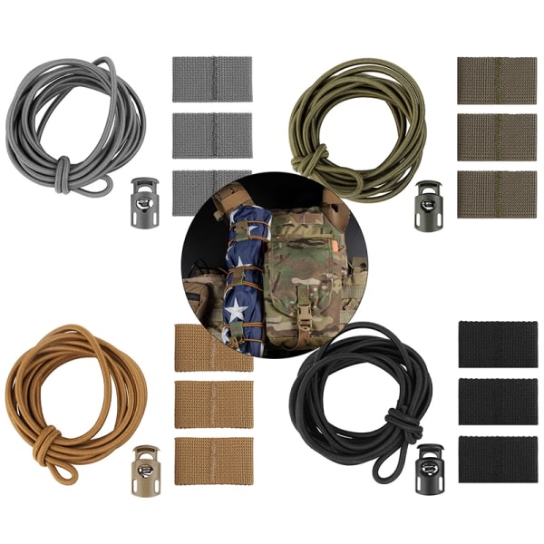 IC Tactical Flag Bungee Elastik Fästband Snörretention Loo vargbrun
