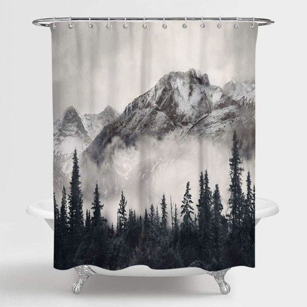 IC Smoky Mountain Cliff Ulkoilma Idyllinen Valokuva Taide Suihkuverho Ei Vuoria, Kansallispuistot Koti Sisustusverho 72\" x 72\"
