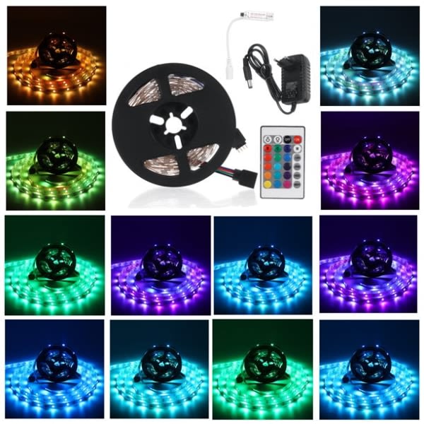 IC LED Strip Lights Kit RGB Light Strip med 5050SMD Remot