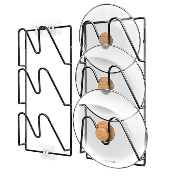 6-Tier Pot Lid Organizer 2-Pack for Cabinet Storage, Adjustable Sturdy Plastic Rack, Perfect for Kitchen Pots and Pans