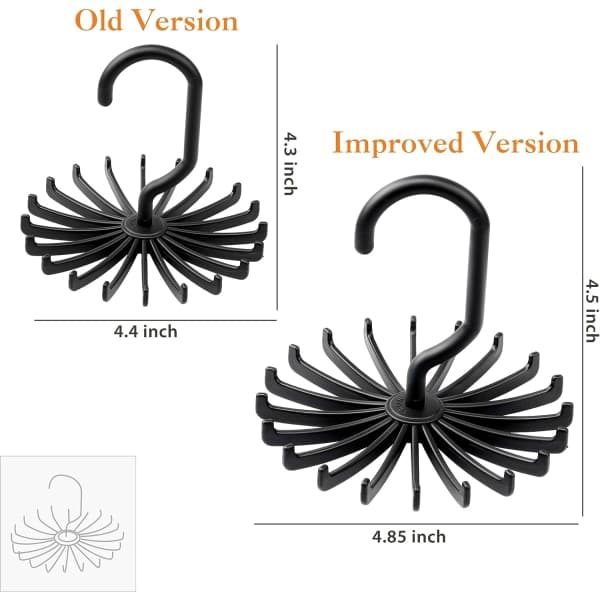 IC 2-pakks oppdatert Twirl Tie Rack Bælteholder Krok for nærhet