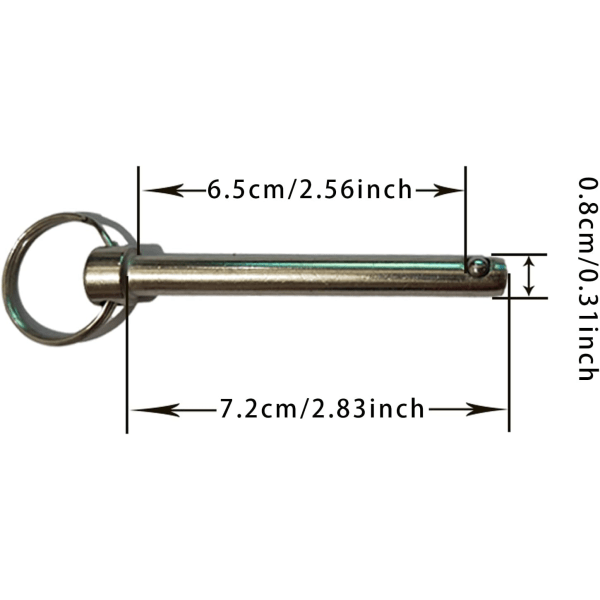 IC Snabbkopplingsstift 8 mm låsstift med fjäderkula låstillbehör, marin hårdvara, bimini toppstift, diameter 8 mm, total längd 72 MM