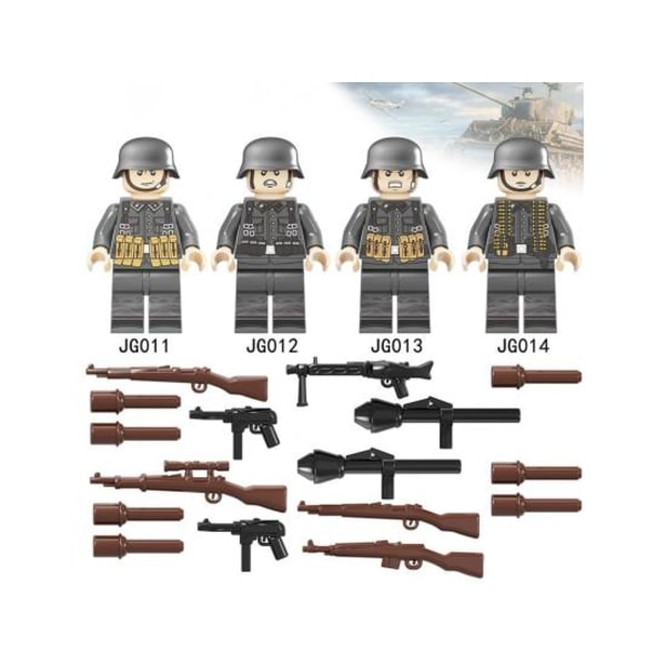 IC Saksan sotilaalliset rakennuspalikat Armeijan sotilaat Aseet tiilet