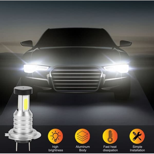 2X H7 LED frontlyspære kit nærlys 100W 30000LM Super Bright 6000K hvit