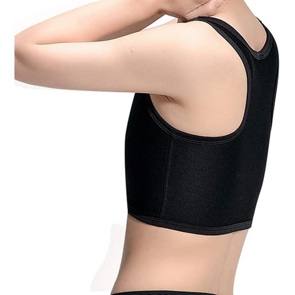 Brystbinder Tanktop Åndbar Bomuld Polyester Slim Fit Justerbar Krog Lukning til Transmænd Sort 2XL Black 2XL