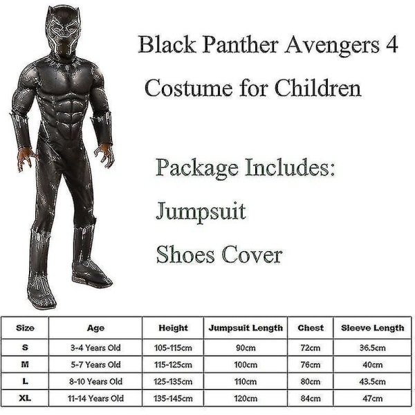 IC 2023 Sort Muskel Jumpsuit Panther Kostume til Børn Dyr Super Leopard Halloween Børn Purim Karneval Cosplay CNMR S M