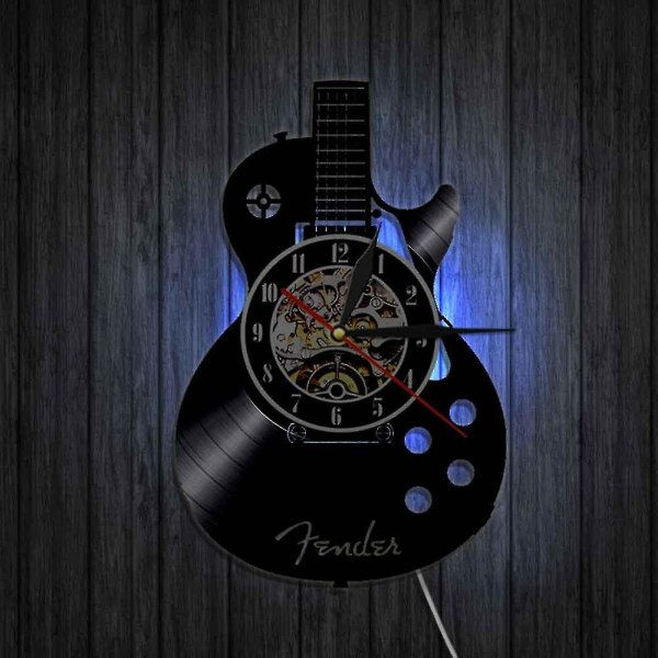 IC Gitarr Vinyl Väggklocka Presenter För Semester, 12 Svart Musik Väggklocka