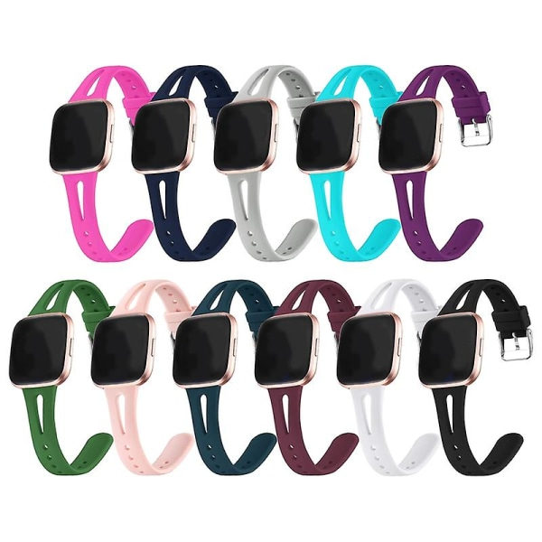 Vattentätt armband i silikon för Fitbit Versa2/Versa Lite/Versa - Vinröd, Small