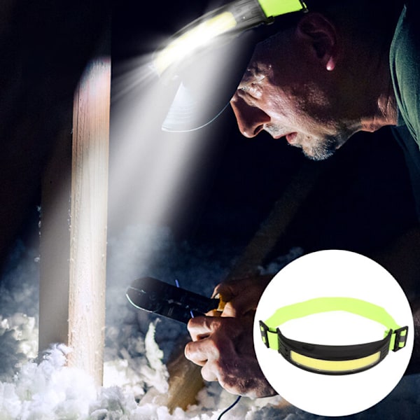 COB Induktionspannlampa, 1200mAh Floodlight, Röd och Vit för Utomhuslöpning, Cykling, USB Uppladdningsbar, DUBUNS