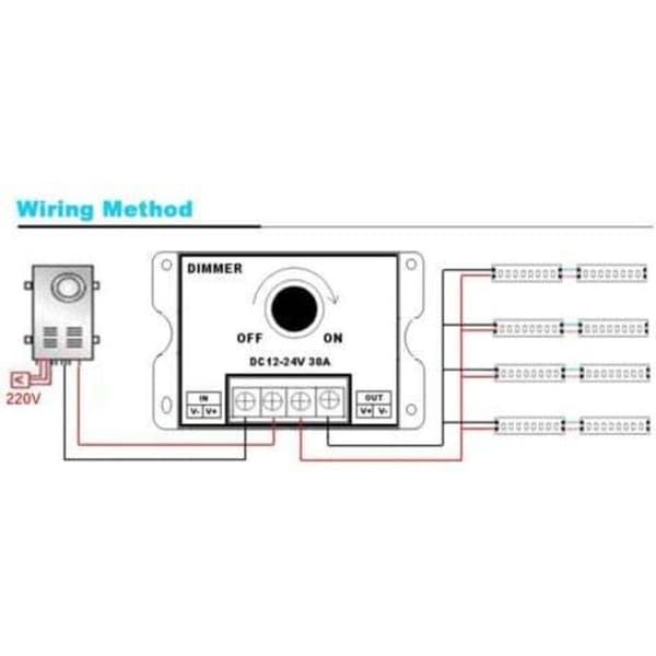 Dimmerbryter, 12V-24V 30A På/Av-bryter, for LED-striper Lysstyrkekontroll
