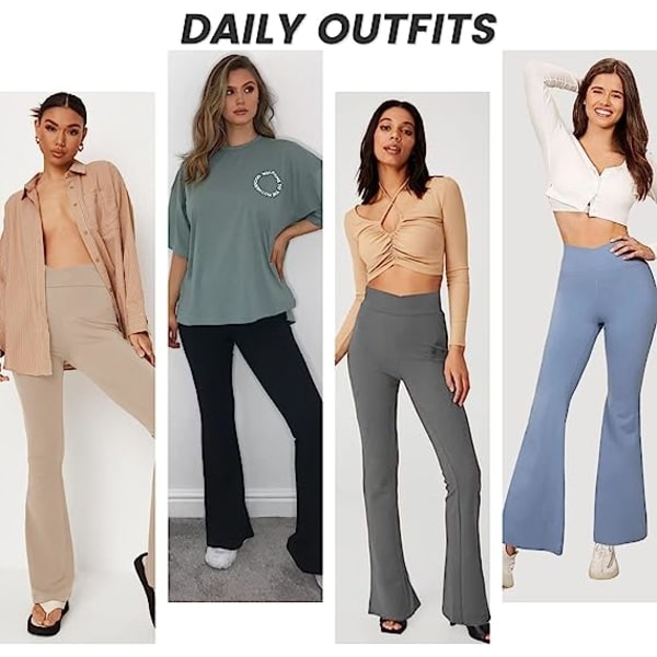IC Sorte Flare Yoga Bukser til Kvinder, Crossover Buttery Bløde Bootcut Leggings