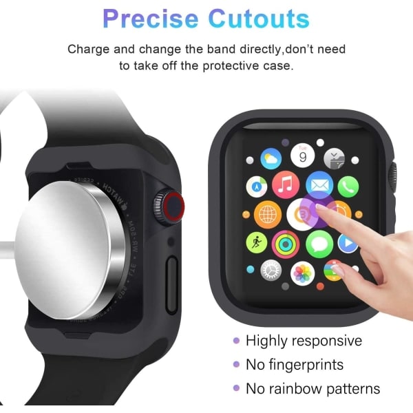 Kompatibelt Apple Watch 44mm Series 6/SE/5/4 etui med hærdet glas IC