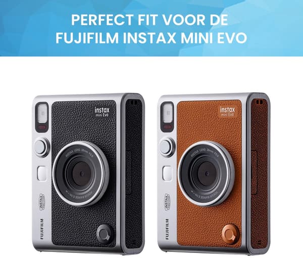 Fujifilm Instax Mini Evo Kamerataske, PU Lædercover Med Rem, Støv- Og Ridsebeskyttelse Til Rejser, Sort