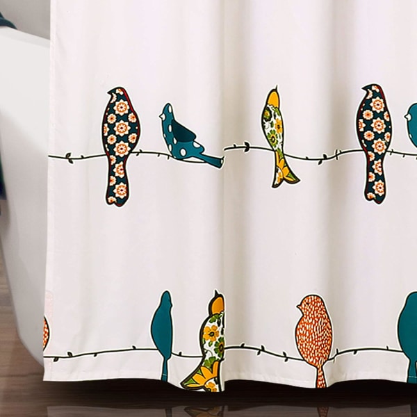 IC Rowley Birds dusjforheng - Blomstertrykk for bad, 72\" x 72\", flerfarget