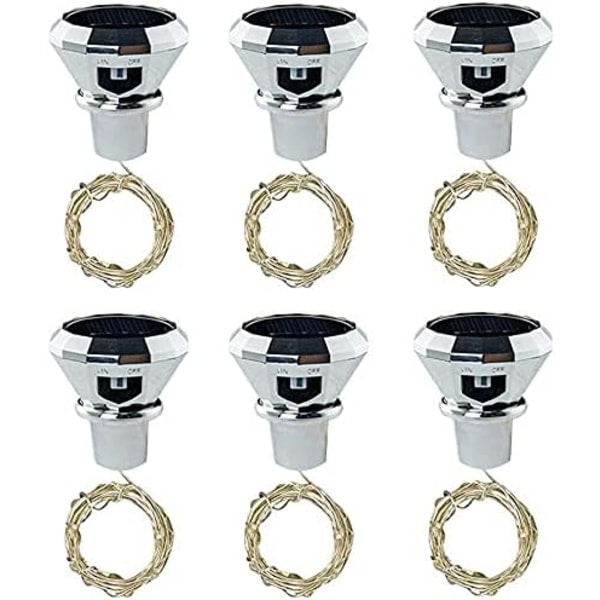 6-pack solvinflaskelampor, Toifucos 2M 20 LED-lampor Solsträng Fairy Lights utomhus vattentät sol Diamond Cork Lights