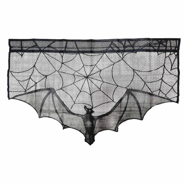 Halloween-dekoration, svart spets runt spetslampskärm för Halloween-festdekorationer, fladdermusmantelscarf