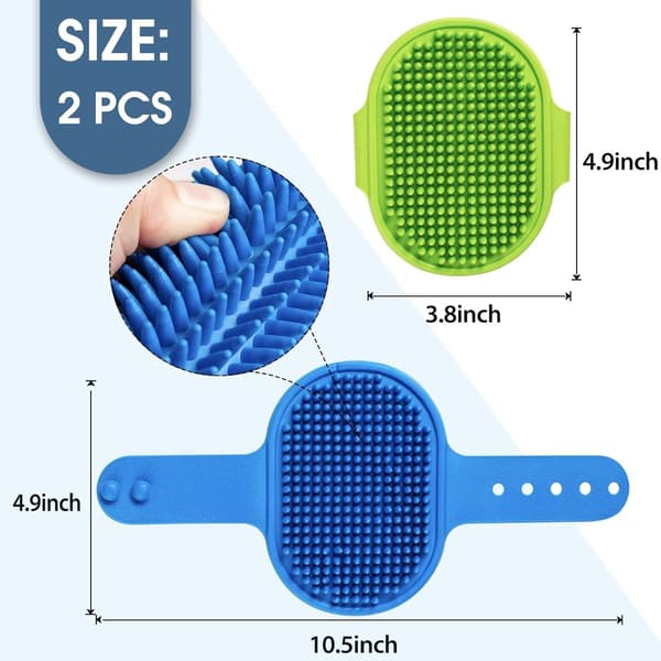 Dog Brush - Dog Comb - Bath Brush - Pet Shampoo - Softening - Massage Rubber Comb - with - Adjustable - Ring Handle - Long