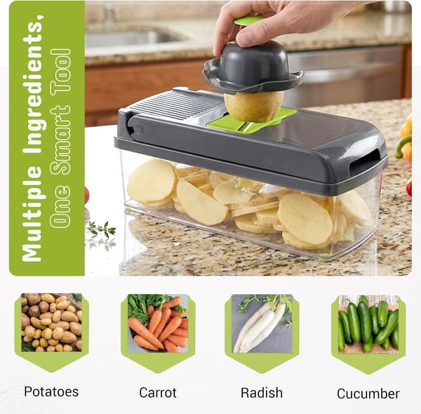 Vegetable Chopper, Professional Onion Chopper, Multifunctional 13-in-1 Carrot and Garlic Chopper with Storage Box