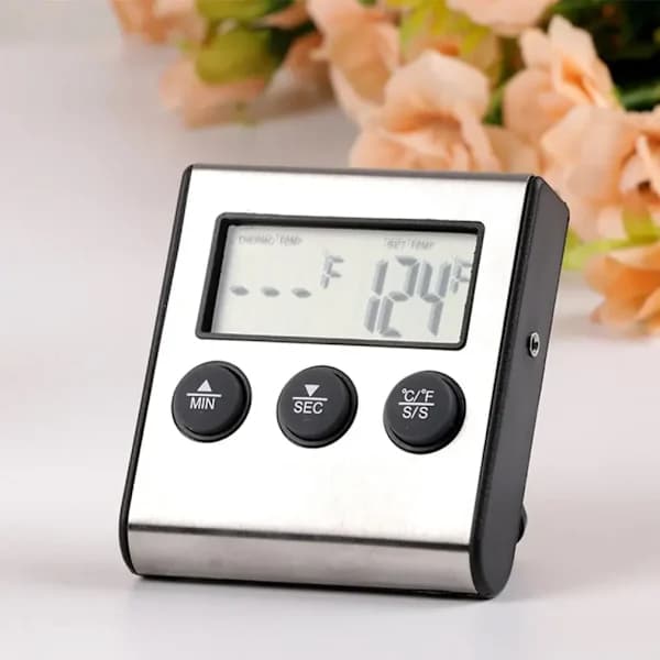 Trådlös digital kötttermometer med sond LCD-timer för grillugn köksmatlagning svart