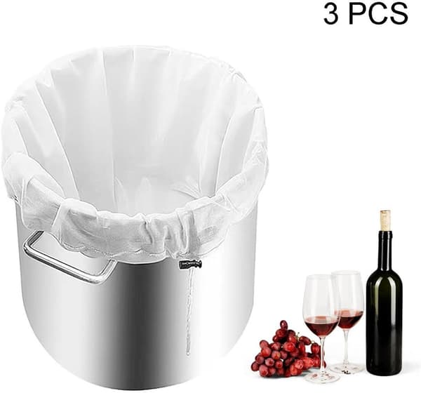 3 filterpåsar - finmaskiga silpåsar, dragsko, återanvändbara - för vin, ölpress - 40*28 cm