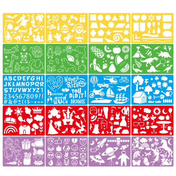 IC 20st Kids DIY-ritsschabloner ihåliga set Kids Plast P ONE SIZE