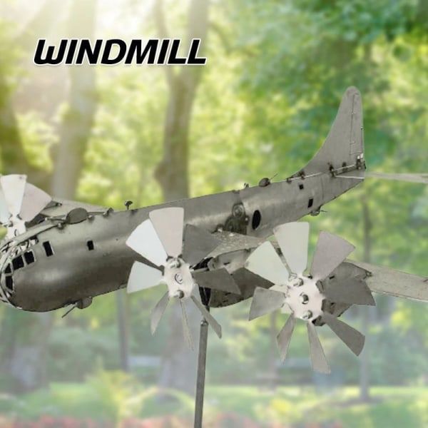 IC B-29 Super Fortress Fly Wind Spinner Metall Vindmølle Vind E Sølv