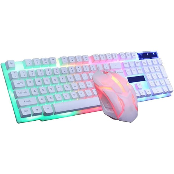 IC Trådløst Tastatur & Mus GTX300 Combo Kit LED-baggrundsbelysning, Hvid