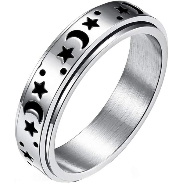 IC Spinnerringe i Titan i Rustfrit Stål Mån og Stjerne Fidget Ring Stresslindrende Angst Ring - 5-77 (løber små)