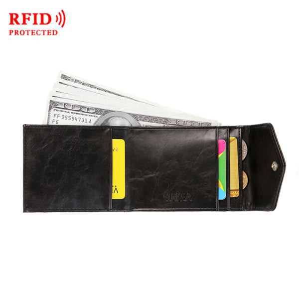 IC Mode RFID-plånbok Mini PU-lädermynt Plånbok Kortholdere Black