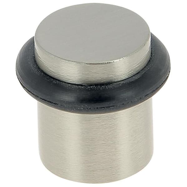 Set med 4 skruvbara dörrstopp i silverfärgat rostfritt stål, ⌀2 x H.2,5 cm