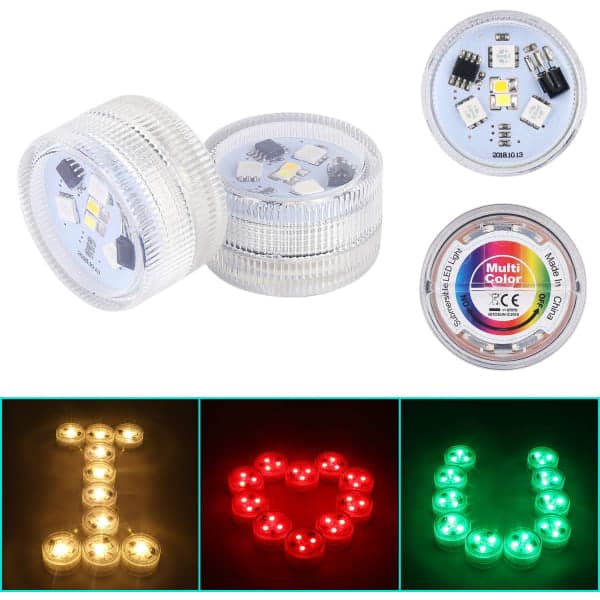 IC 10 stk Mini nedsenkbare LED-lamper, undervannslampe Vanntett