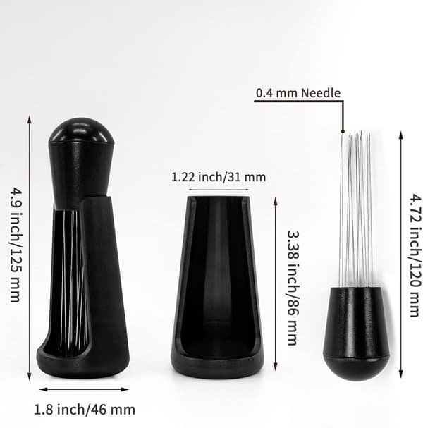 Espressodispenser - 0,4 mm - Nålformad - Pulverdispenser - Rostfritt stål - Espressoomrörare - med 12 stift - Stödfäste