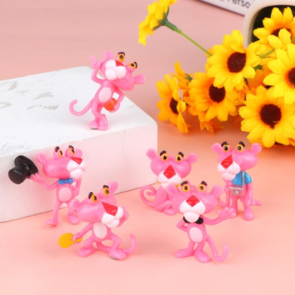 IC 6st Pink Panther Anime Figurer Stationära modell bilprydnader