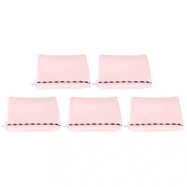 5 stk Rosa Hårtørkehette Absorberende Håndkleinnpakning for Hjemmereiser