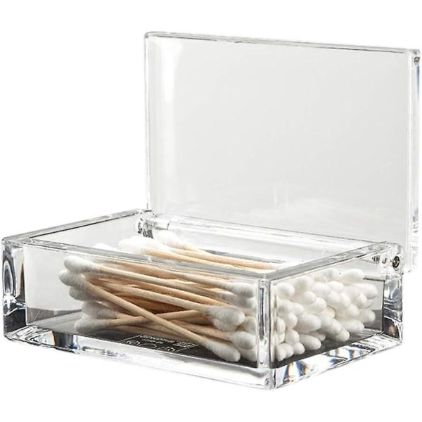 Klar akryl Q-tip-holder til badeværelse med vatpinddispenser