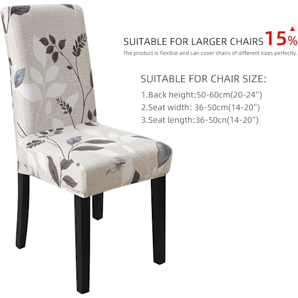 4-pack julstolsöverdrag, stretch, avtagbar och tvättbar, bladmönster Leaf Pattern2 6