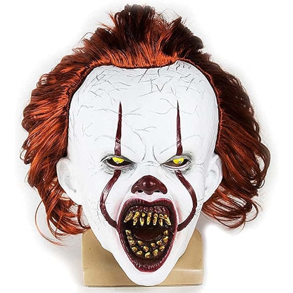 IC Pennywise Scary Clown Latex Mask Joker läskig Halloween Creepy Tooth