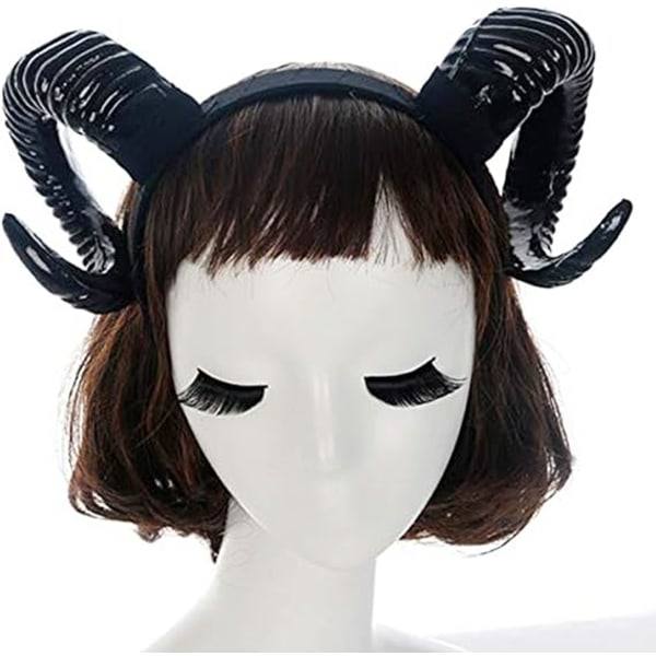 Svarta älghorn Fårhorn Gotisk Steampunk Djävul Demon Horn Pannband för Halloween Kostym Fotorekvisita