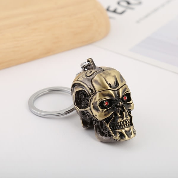 IC Vintage Charm Terminator Skull Head Nyckelring Modehänge Silver