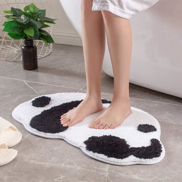 IC Halkfri badmatta Pandaformad tuftad plysch Supermjuk, mysig tvättbar badrumsmatta i sovrummet Tjocka mattor för barn (18" x 27", Panda)