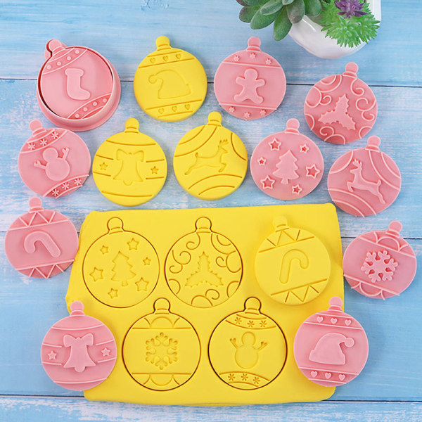 IC 10st God Jul Kakform Set Rund XMAS Träd Fondant Em
